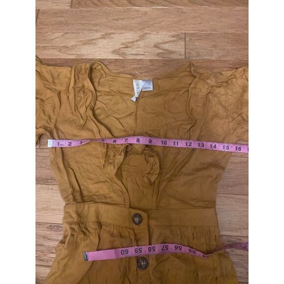 Mini Chica women's Vintage-Style Mustard Button-Down Tie-Front dress size XS - Picture 5 of 9